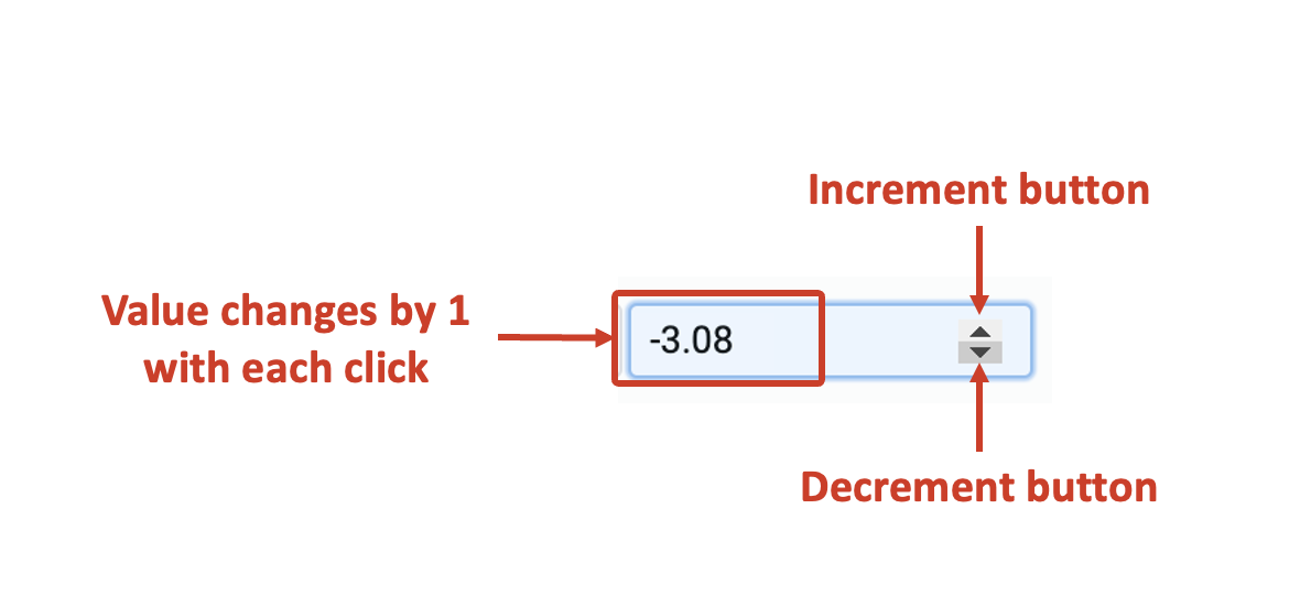 Image showing change in default value using buttons